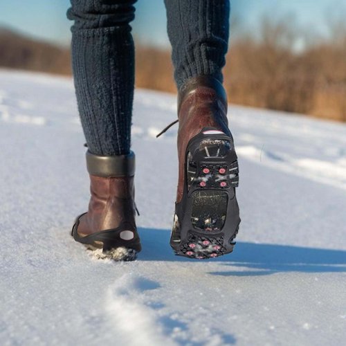 Upgraded Tungsten Crampon, Fashion Ice & Snow Grips with Fluorescent for Shoes and Boots, Removable Shoe Traction for Hiking, Jogging in Winter Outdoor(M/L)
