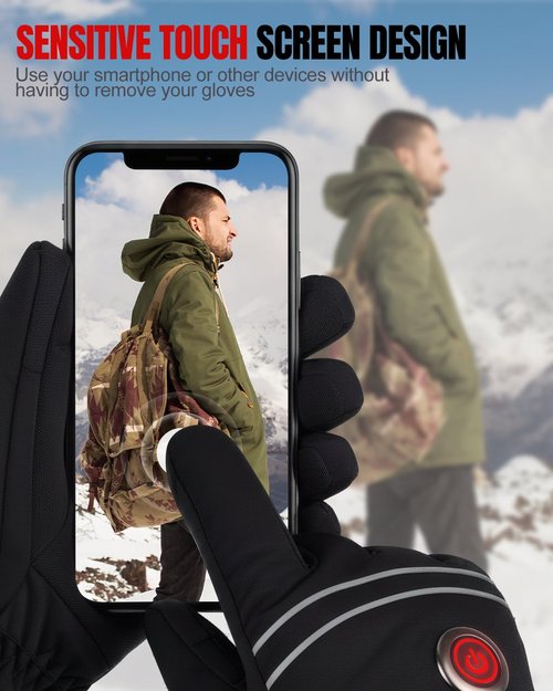 Maraiss Heated Gloves for Men Women, Rechargeable Battery Heated Gloves with Touchscreen for Hunting Camping Skiing (Large)
