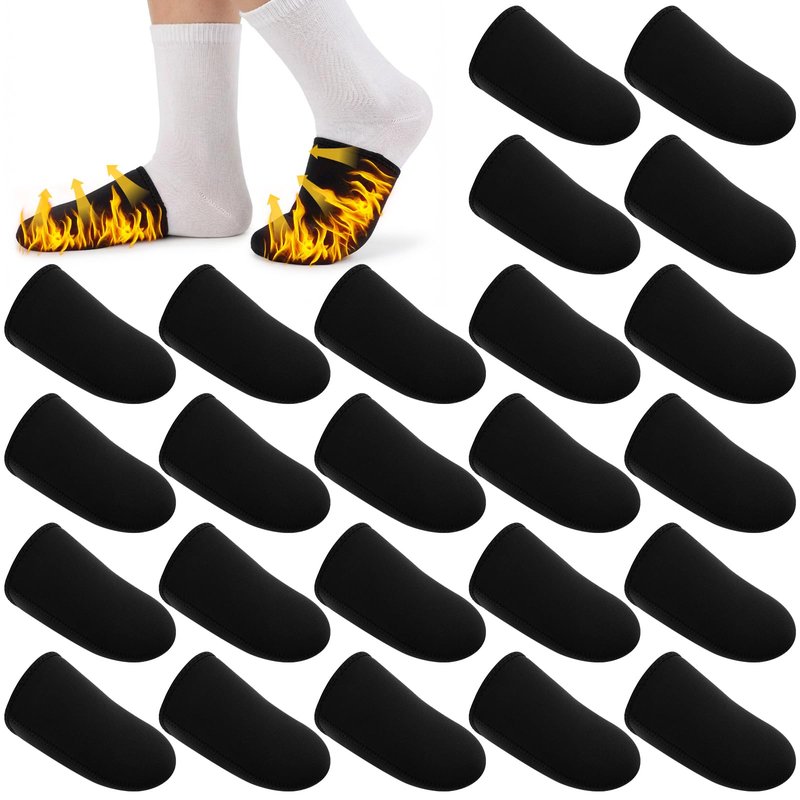 Tivi Tovo 12 Pairs/24 Pcs 3mm Neoprene Toe Warmers Bulk, Ice Bath Toe Socks, Cold Plunge Feet Covers, Waterproof Reusable Black Thermal Foot Caps Socks for Cold Plunge at Home