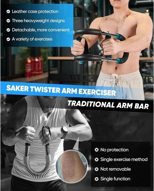 Twister Arm Trainer, Chest Workout Equipment 40-100lb Adjustable Arm Trainer, Twister Arm Trainer, Portable Power Twister Bar, Detachable Design Fitness Anywhere (Blue)