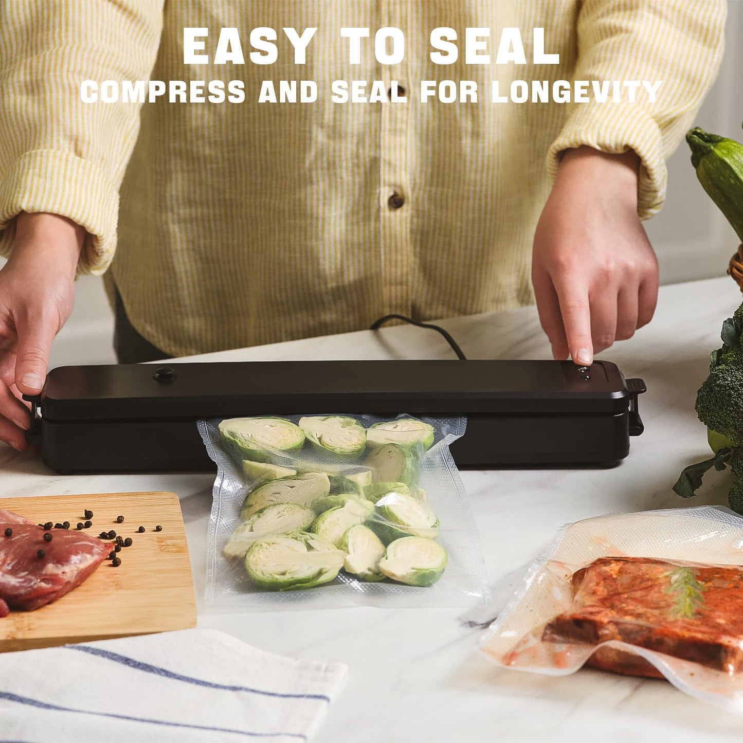 NexLevVac 100 Quart Vacuum Sealer Bags - 8x12 Inch, Heavy Duty Commercial Grade for Food Saver, Seal a Meal, Sous Vide, Meal Prep, Freezer Storage