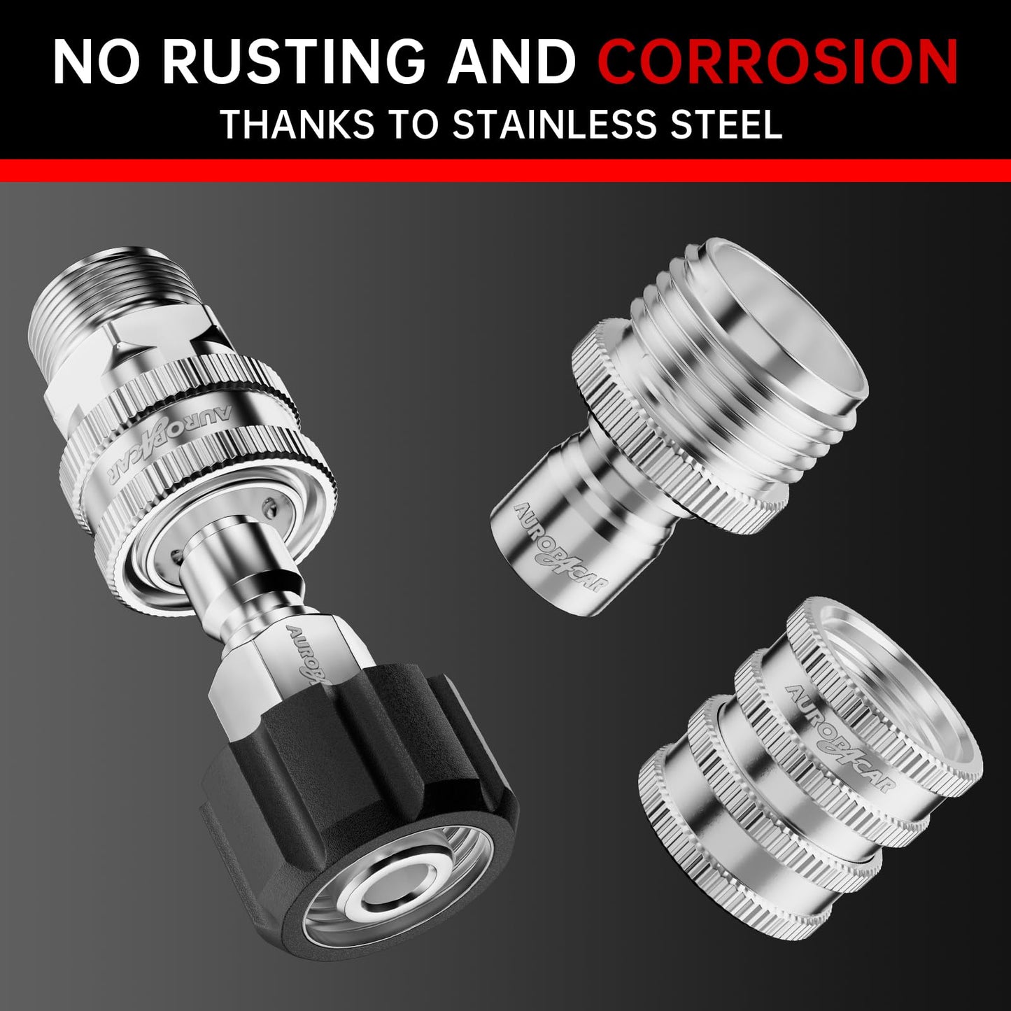 AURORA CAR Pressure Washer Quick Connect Kit, Stainless Steel Pressure Washer Adapter Set, M22-14mm Swivel to 3/8" Quick Connect Fittings, 3/4 Inch Hose Fittings, 8 Pack