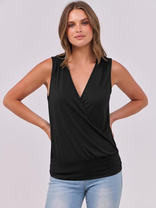 ANRABESS Women's V-Neck Tank Top - Sleeveless Wrap Blouse with Banded Hem | Stylish Summer Fashion 2026