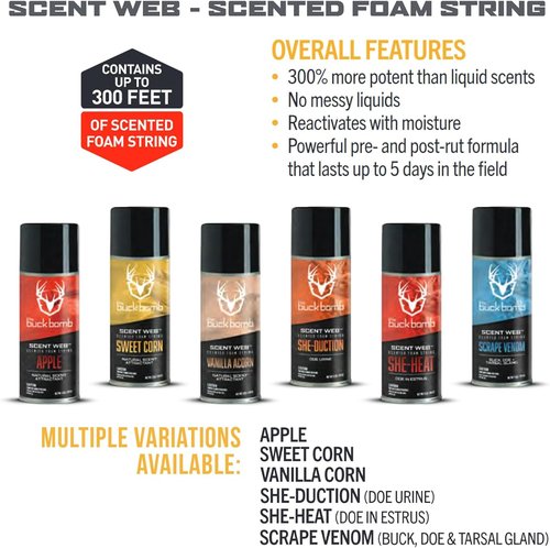 Hunters Specialties Buck Bomb Scent - Scented Foam String Attractant Spray | 5 Oz (142g) for Hunting