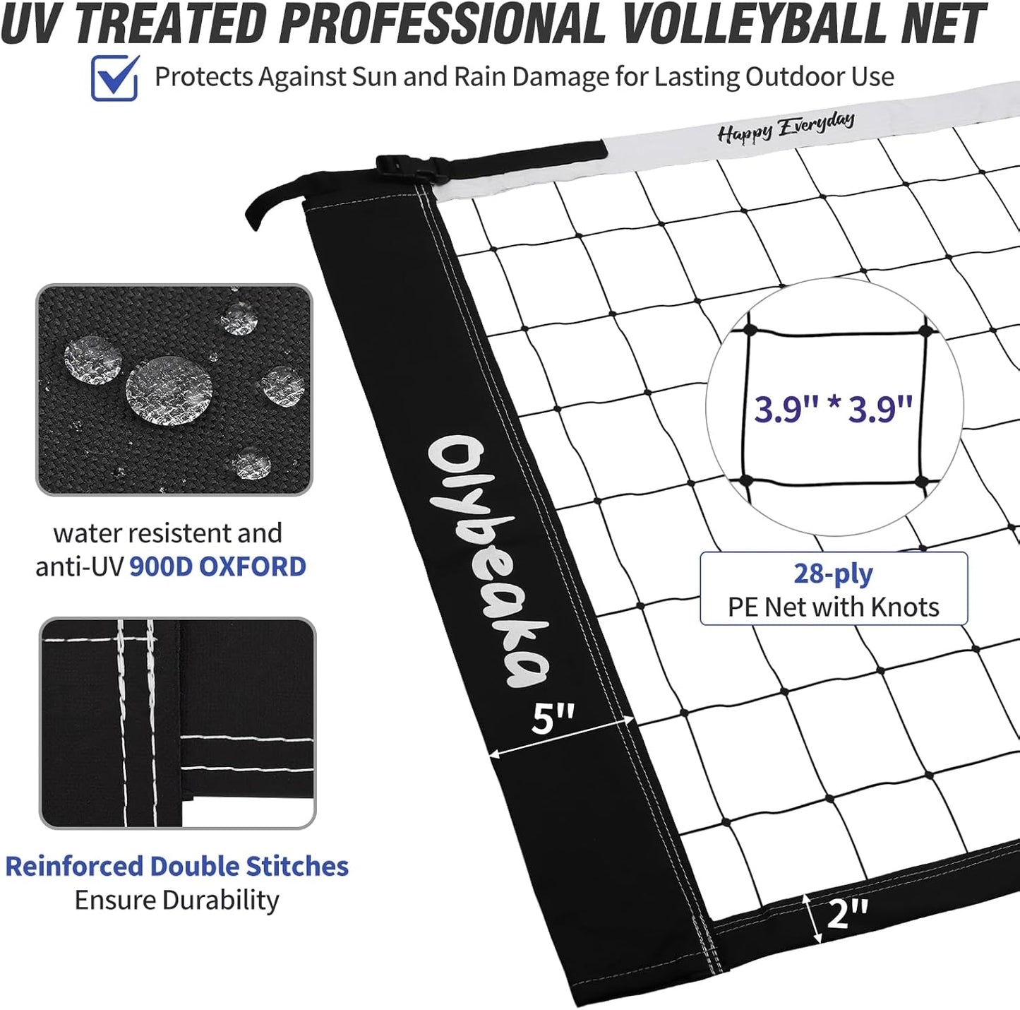 Skiennix 32ft Outdoor Volleyball Net Set - Heavy Duty Poles, Durable Net, Volleyball & Pump Included