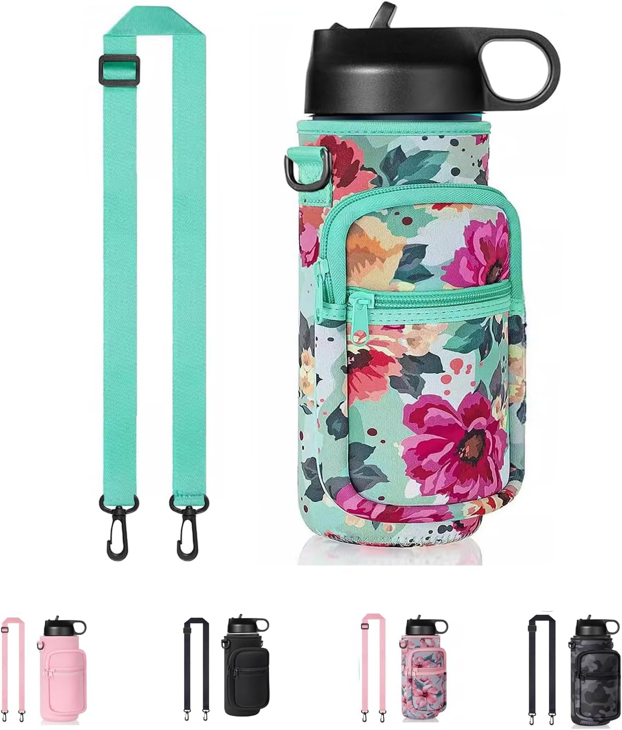 Skiennix Insulated Water Bottle Holder - Crossbody Sling Bag with Phone Pocket for Hiking & Camping