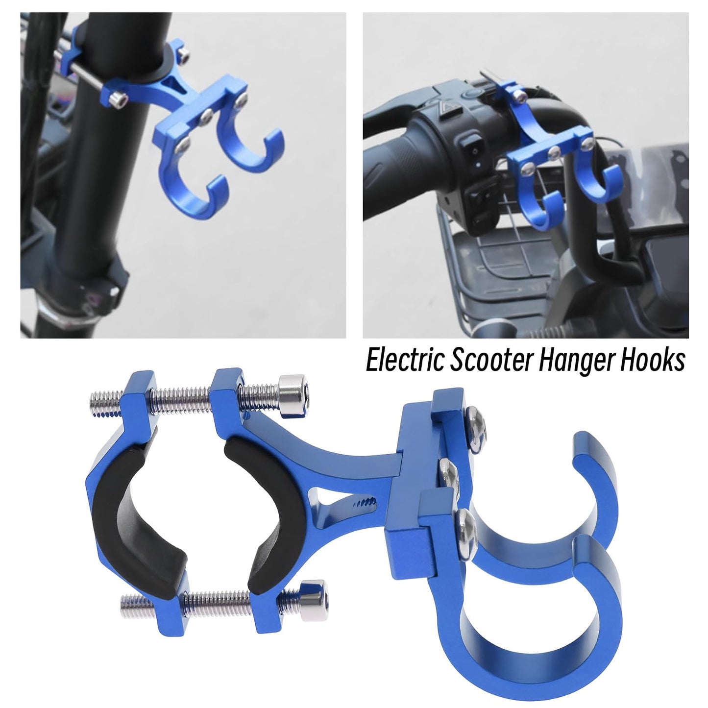 Create idea Aluminum Alloy Double Hook Holder Claw Hook Storage Bag Hook for 18mm-35mm Handlebar Diameter Blue