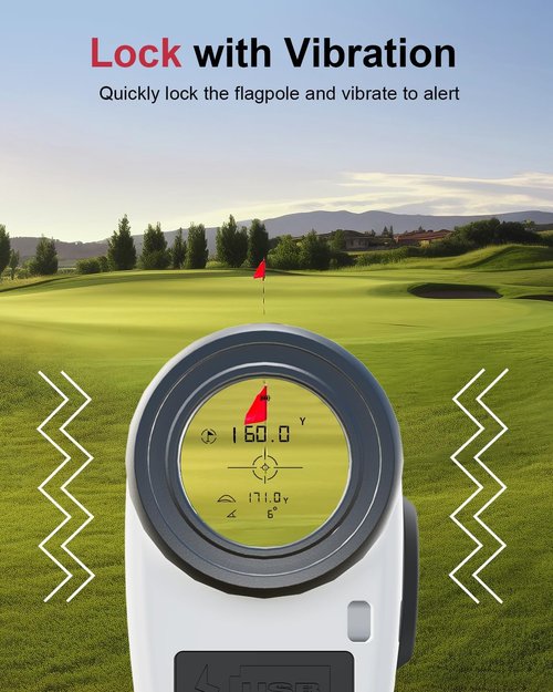Golf Rangefinder with Slope, 7X Magnification 1300 Yards Range Finder with Flag Lock Vibration, Magnetic Cart Mount, USB-C Rechargeable, IP54 Water-Resistant for Golf Training & Tournament - White