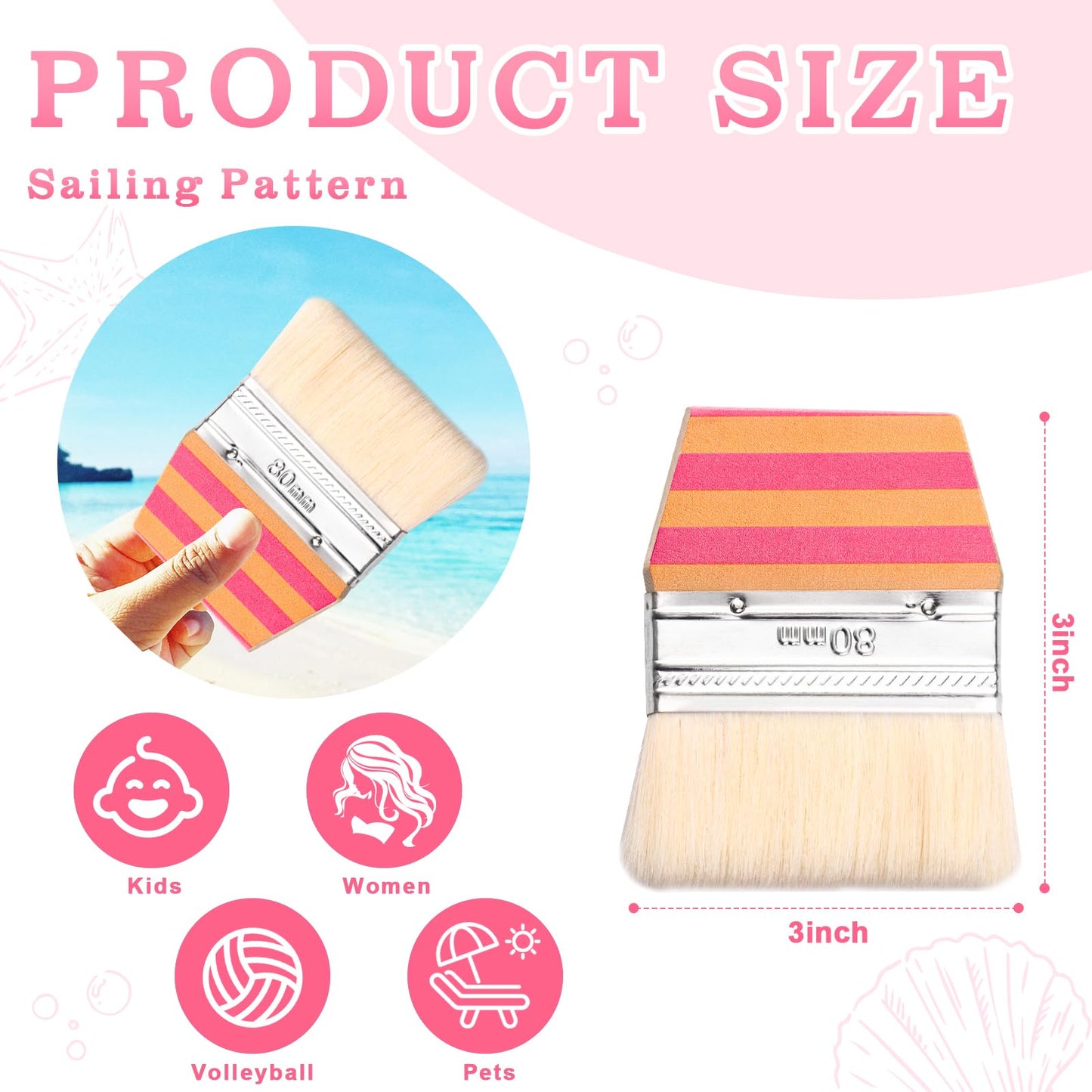 Sand Beach Cleaning Brush Sand Remover Brush Body Skin Cleaning Beach Accessories Soft Sand Off Brush for Vacation Lightweight & Portable Holiday Essentials(Stripe)