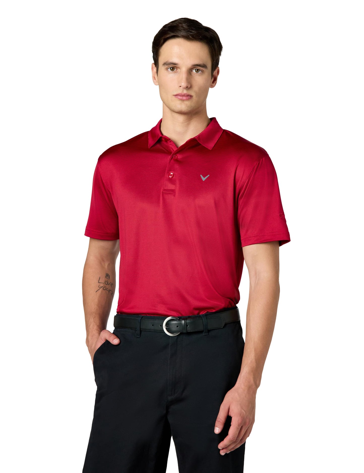 Callaway Men's Fine Line Stripe Short Sleeve Moisture-Wicking Stretch Golf Polo Shirt (Available in Big & Tall)