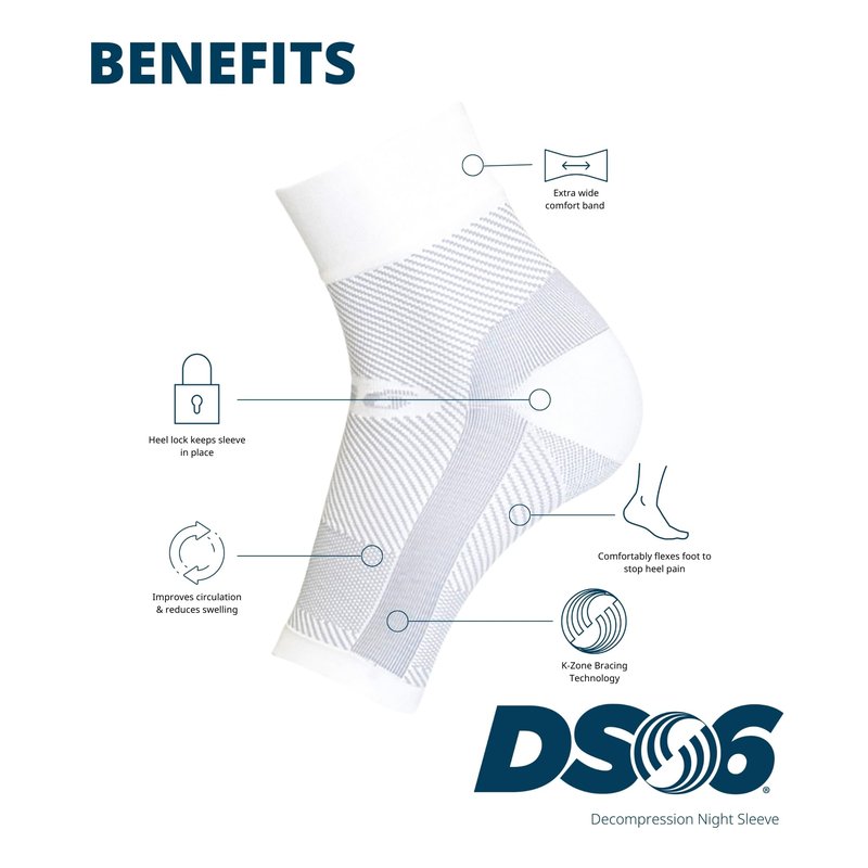 OS1st DS6 Decompression Sleeve – Single Sleeve for Resting Therapy – Moderate to Severe Plantar Fasciitis Relief, Achilles Tendonitis, Heel Pain & Foot Drop Support – Comfortable Night Splint Sock for Men & Women