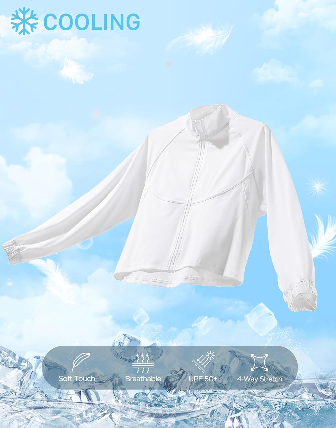 Soothfeel Women's Lightweight Athletic Jacket - UPF 50+ Sun Protection | Zip-Up Cropped Hiking Top