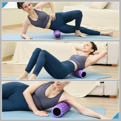 Foam Roller - 15-Inch Deep Tissue Massager for Muscle Relief | Myofascial Release & Stretching (Purple)
