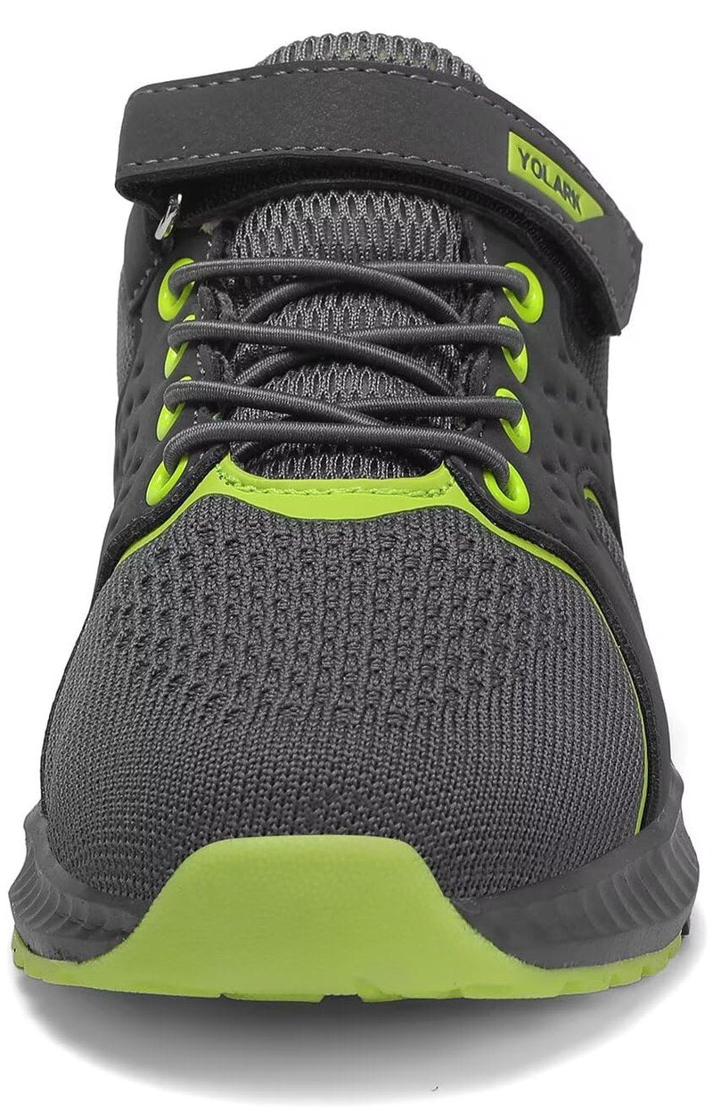 YOLARK Kids Sneakers for Boys Girls Running Tennis Shoes Non-Slip Hiking Walking Shoes Lightweight Breathable Sport Athletic（Grey Littler 13）