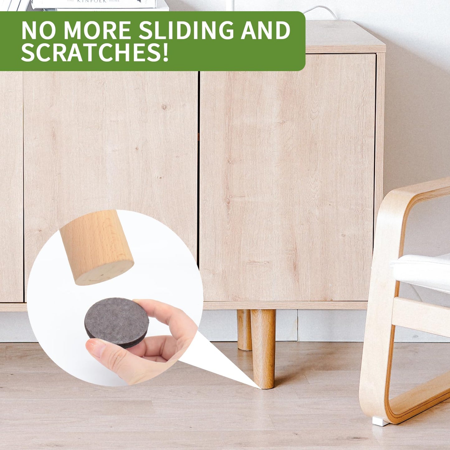 COVERCORNER Non Slip Furniture Pads 16 PCS 2'' Round - Anti Slip Furniture Pads - Self Adhesive Rubber Feet Furniture Feet - Chair Leg Floor Protectors - Keep Furniture in Place