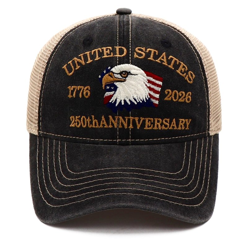 Okbycuyck 250 Anniversary USA Hat,Embroidered American Trucker Hat 250th Anniversary Hat Mesh-Back Cap for Men Women