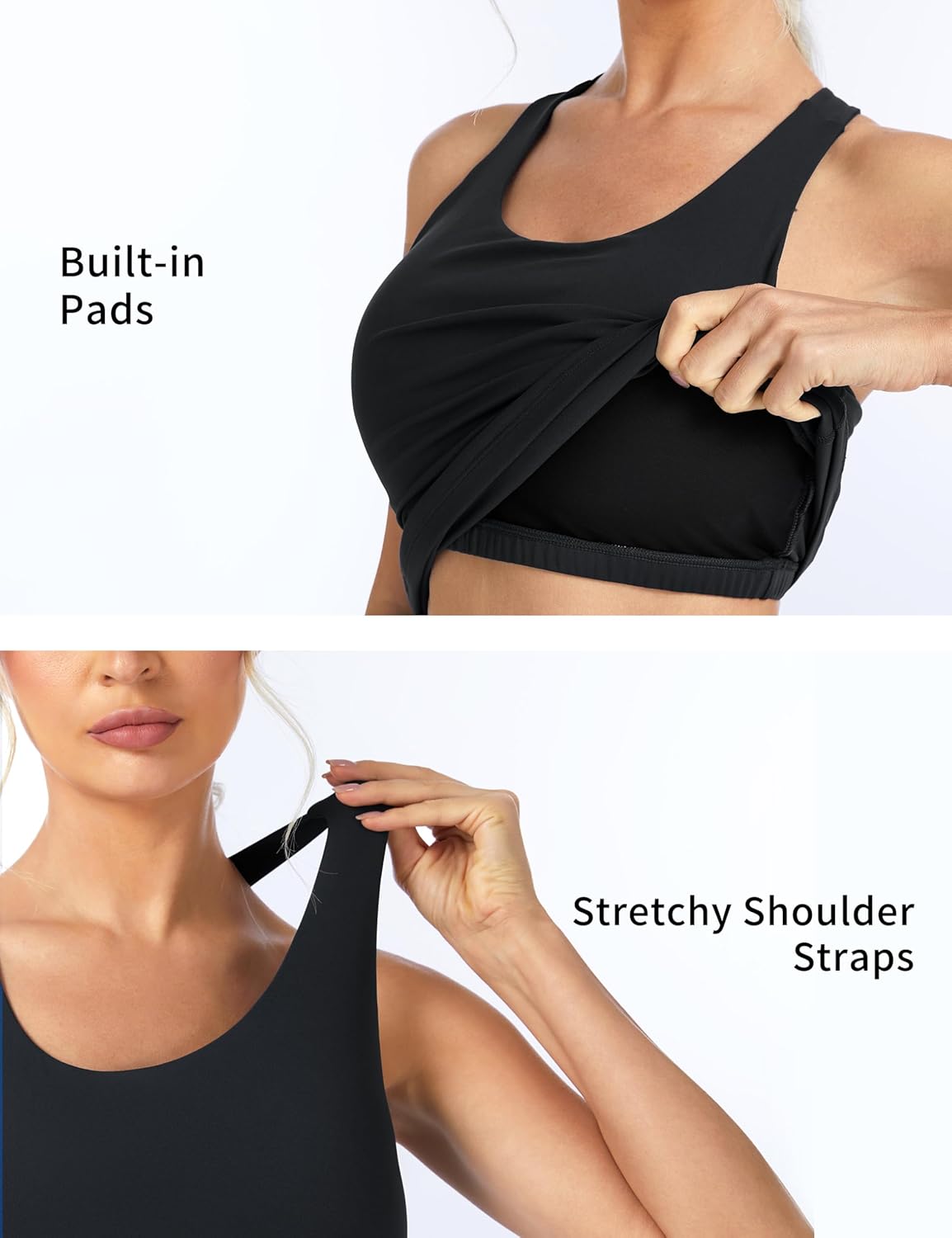 The Gym People Women's Longline Yoga Sports Bra - Racerback Padded Workout Tank Top | Slim Fit Design