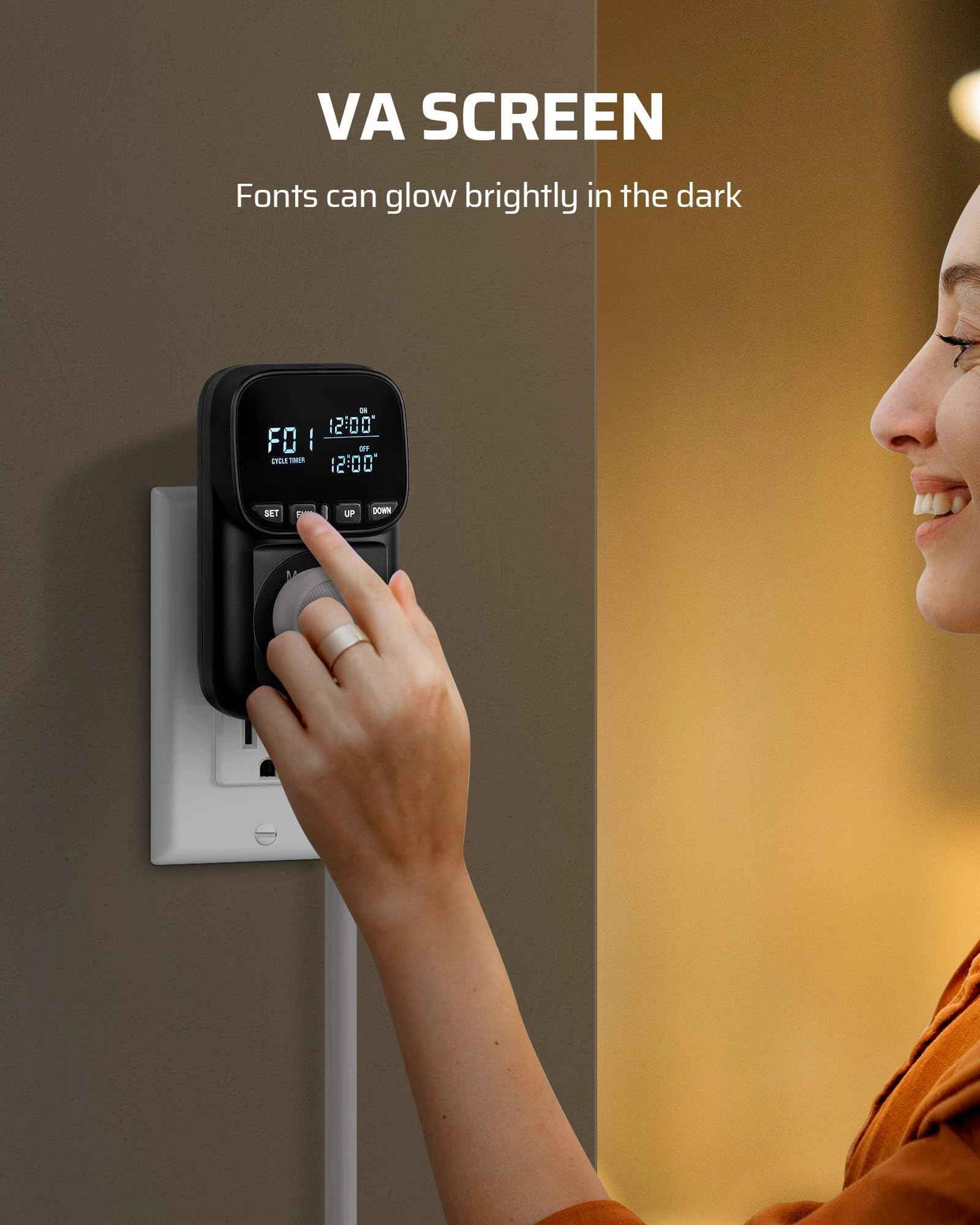 DEWENWILS Digital Temperature Controller, Heavy Duty 15A/1800W Thermostat Outlet Plug, VA Display Heating Cooling Control Timer, -40℉~210℉, Cyclic Timing/Countdown, for Greenhouse Incubator, Black