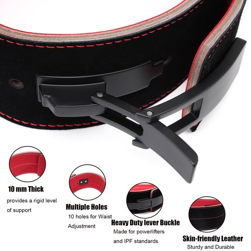 10MM Weight Power Lifting Leather Lever Pro Belt Gym Training Black-Weightlifting Belt for Men and Women – Power Lifting Workout & Squats Exercise