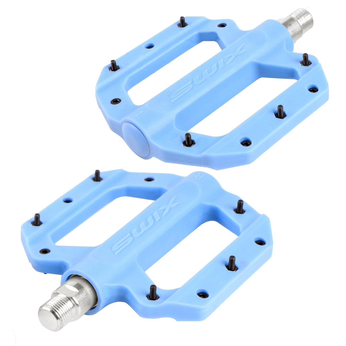 SWIX Bike Pedals Professional Mountain and Road Bike Flat Pedal Wide Paltform and Lightweight Non-Slip Pedal for 9/17" Bike/Hybrid Bike/E-Bike Parts Replacement Pedals Bike Accessories Blue