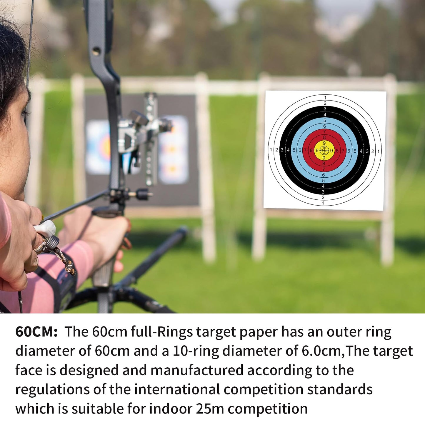 FENJANER Archery Targets Paper,16in/23.6In Standard Bow and Arrow Target Face with 10 Pcs Pin for Backyard Hunting & Target Practice (Standard Archery,10 Rings) (20 PCS 23.6X23.6In)