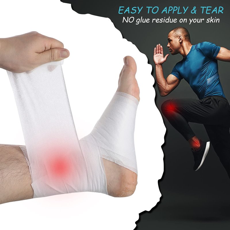 Nuanchu 4 Rolls Non-Woven Cover Roll Stretch Tape Non-Woven Adhesive Bandages Breathable Bandage Tape Cohesive Wrap Bandages Protective Stretch Bandage Film