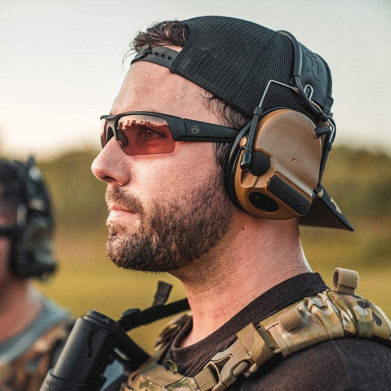 Magpul Helix Sunglasses Tactical Ballistic Military Eyewear Shooting Glasses for Men and Women, Black Frame, Rose