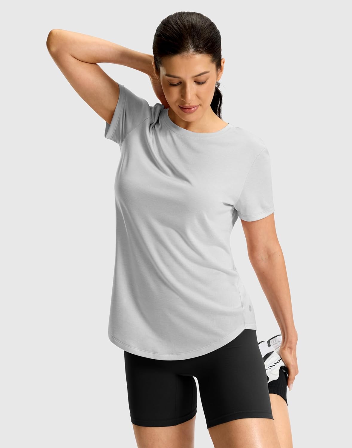 Skiennix Women's Workout Shirt - Lightweight Short Sleeve Dry Fit for Hiking & Running | Bum-Covering Length