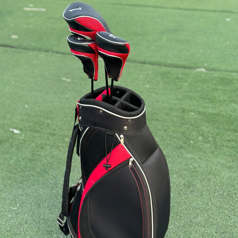 Andux Golf Club Driver Wood Head Covers with Hook & Loop Set of 3 Black/Red