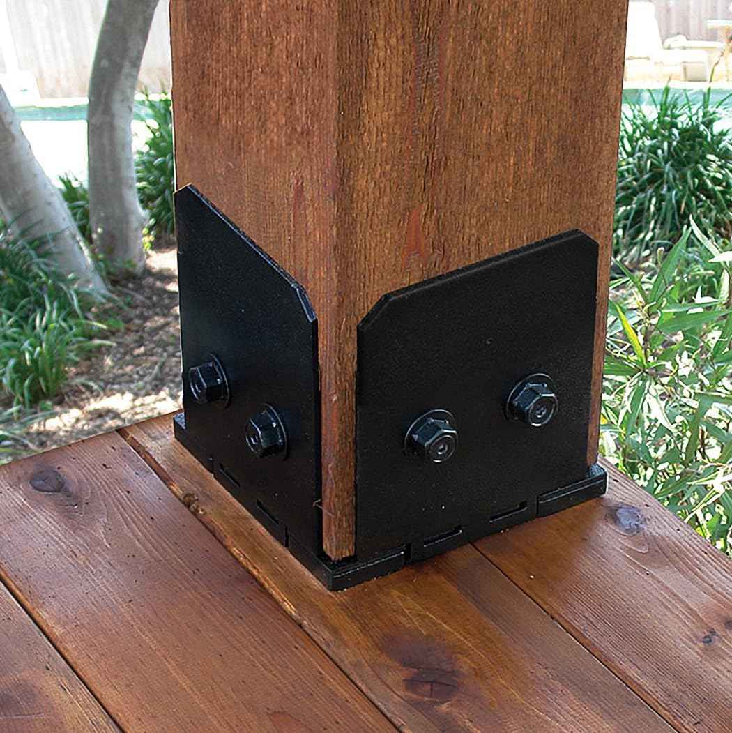 Ozco Laredo Sunset Lite 6x6 Post Base Kit - Galvanized Steel with Decorative Plates & Screws