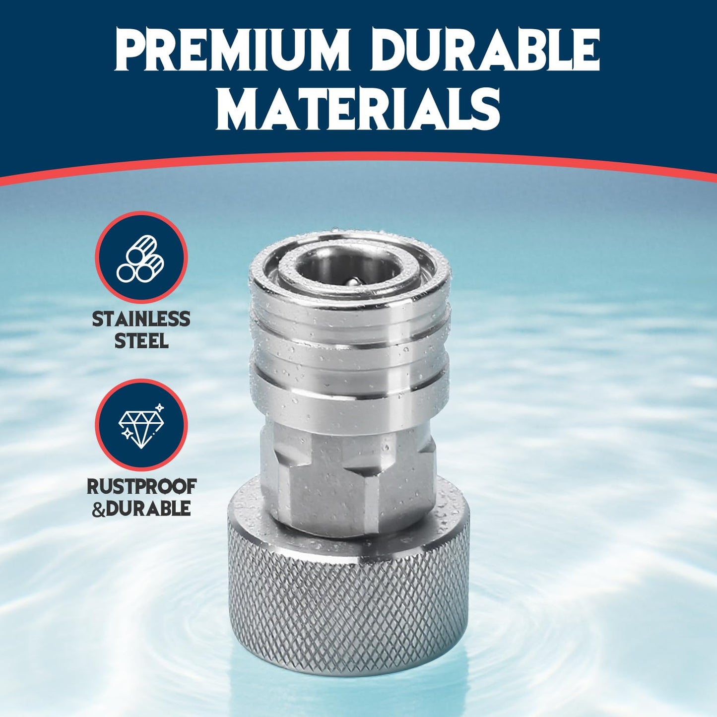 Garden Hose to Pressure Washer Adapter, 3/4” GHT to 1/4” Quick Connect, Hose to Power Washer Connector for Car Wash, Nozzle & Water Spray Attachment, Stainless Steel