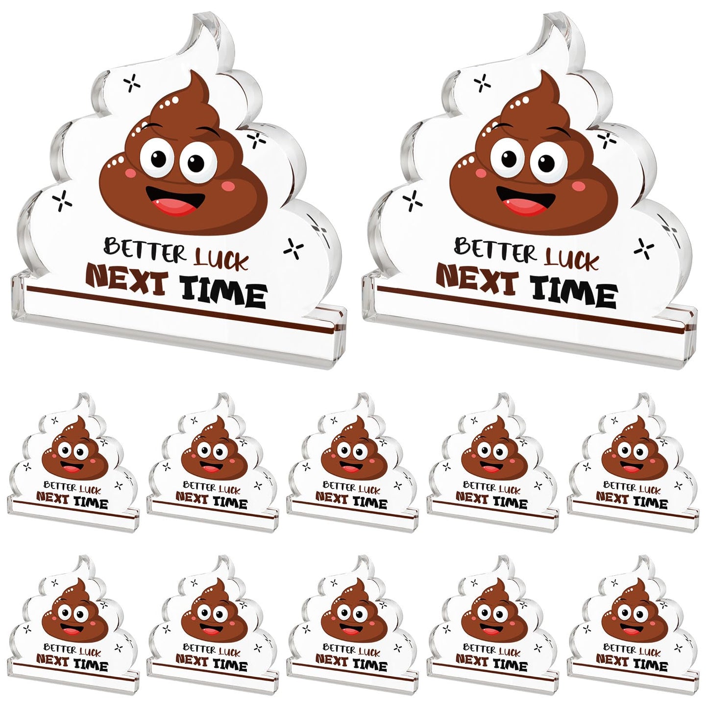 Equsion 12 Pcs Acrylic Awards Trophies Poop Emote Trophy Fun Award Gift Bulk Cute Funny Award Trophy Team Gifts Humorous Awards Prize for Events