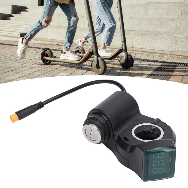 Alomejor Electric Scooter Handle Switch Lock,with Display Screen and 2 Keys Scooter Lock Replacement ABS Material for Urban Commuters Daily Riders Travel Enthusiasts