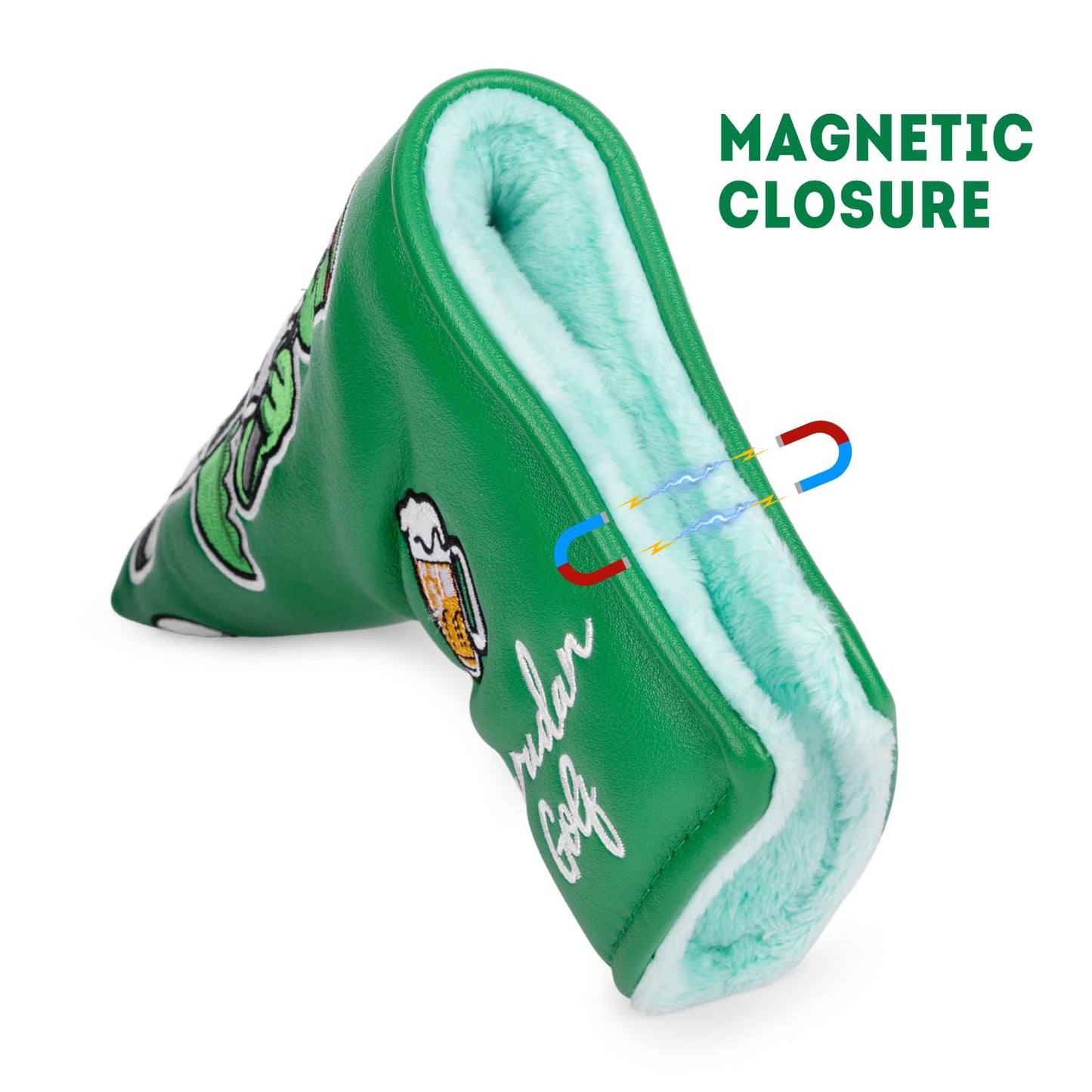 Putter Cover Headcover Magnetic Golf Putter Head Cover Green Shamrock Embroidery fits for Scotty Cameron Odyssey Taylormade Blade Putters