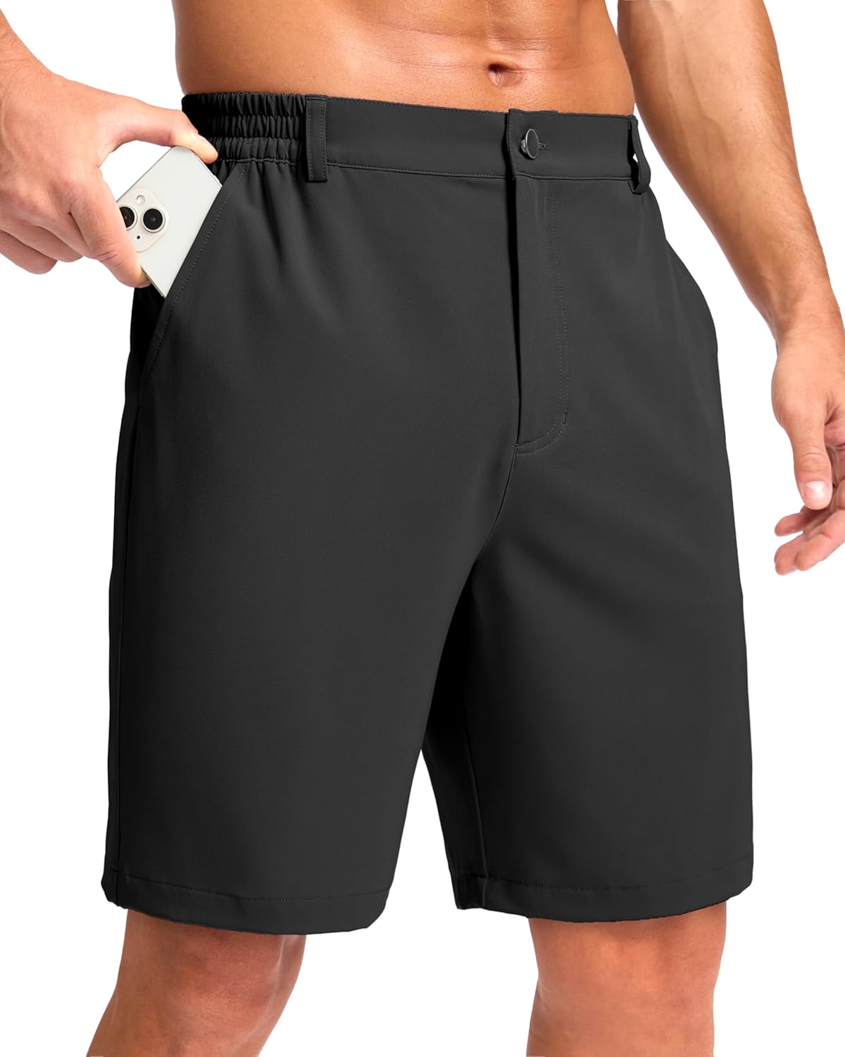 Pudolla Men's Casual Golf Shorts - Lightweight, Quick-Dry Fabric with 3 Pockets | Available in 5", 7", 9" Sizes