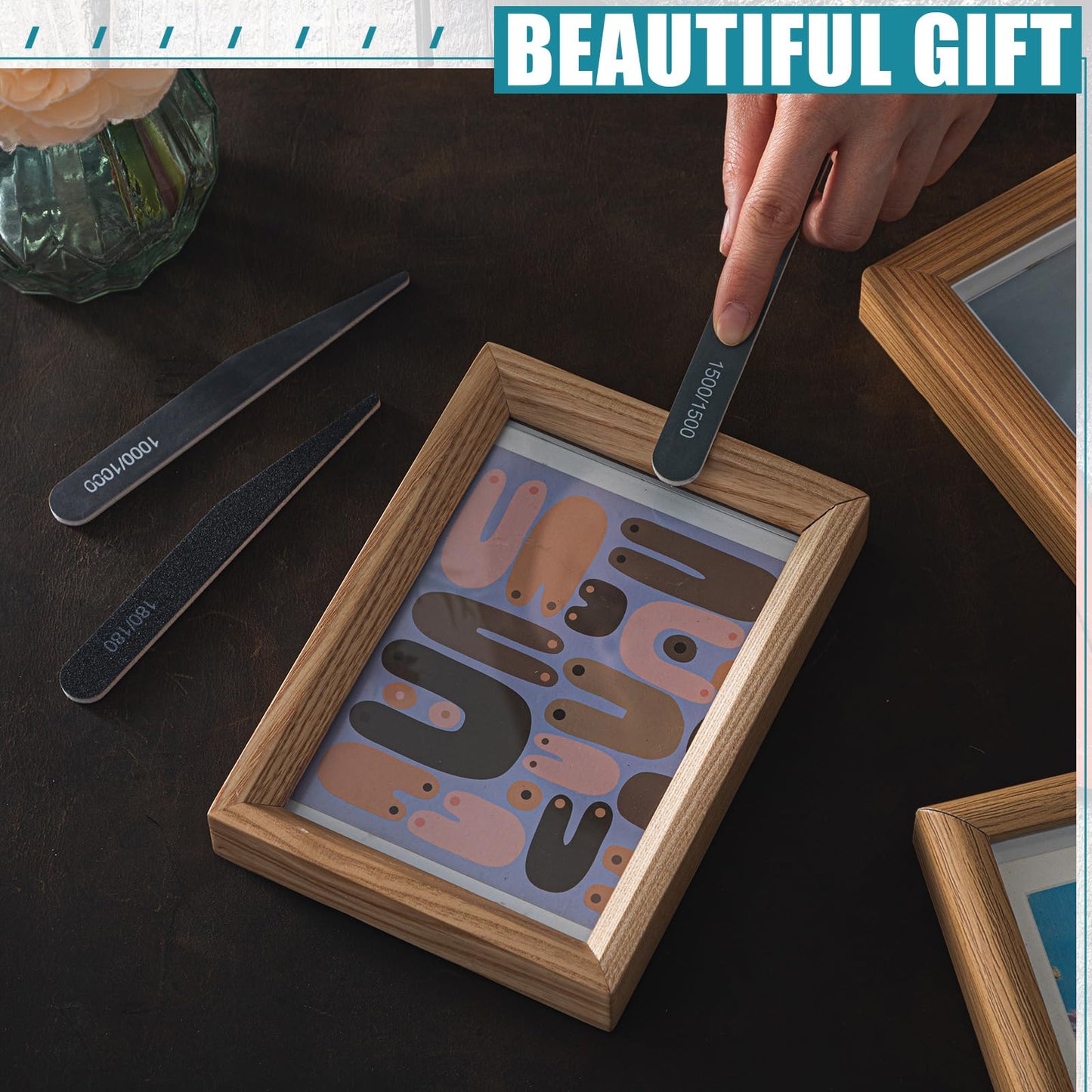 Honoson 20 Pcs Sanding Sticks for Plastic Models Polishing Sticks Assorted Metal and Wood Sanding Tools Accessory for Model Craft Amateur Beginner (Low Grits and High Grits,Stylish Style)