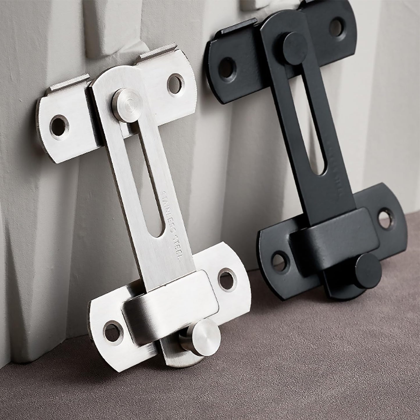 CUKAYO 2 Set 4" Gate Latches Safety Door Lock for Barn Door, Heavy Duty Stainless Steel Farm Flip Gate Latch,Black