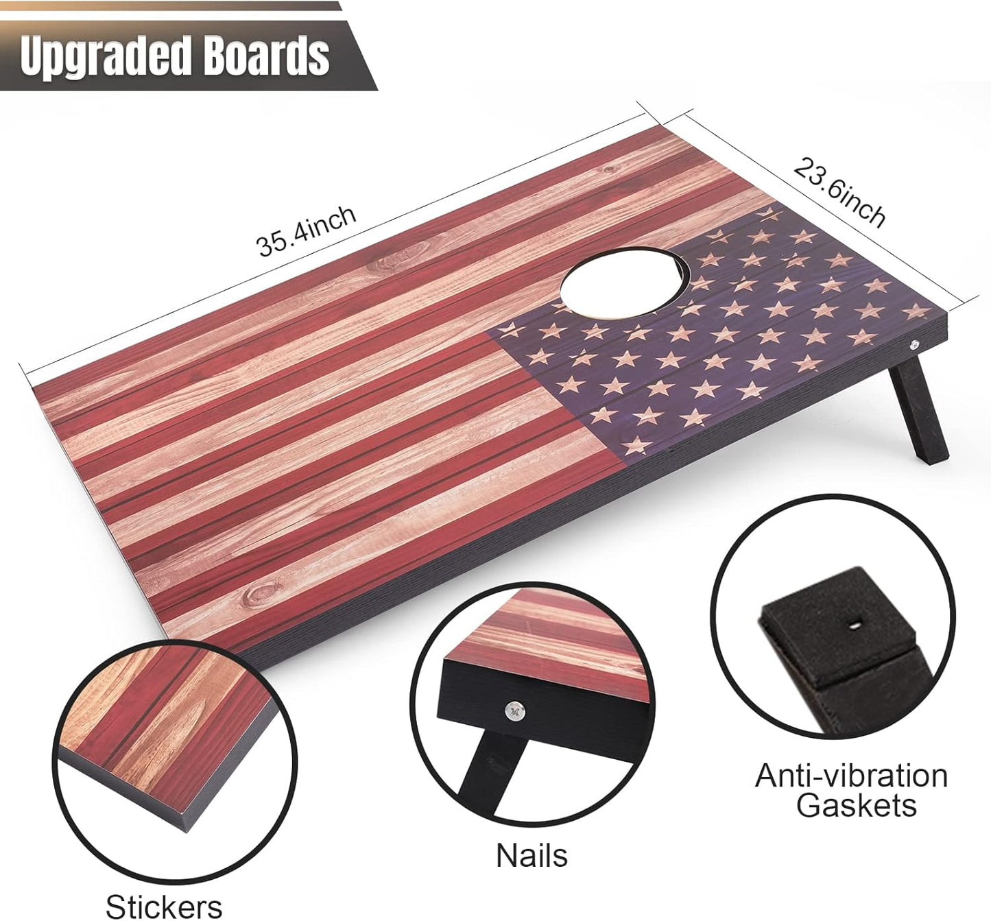Skiennix Cornhole Set - Regulation Size 4x2 & 3x2 Boards with Carrying Bags & 8 Bean Bags | Outdoor Family Fun