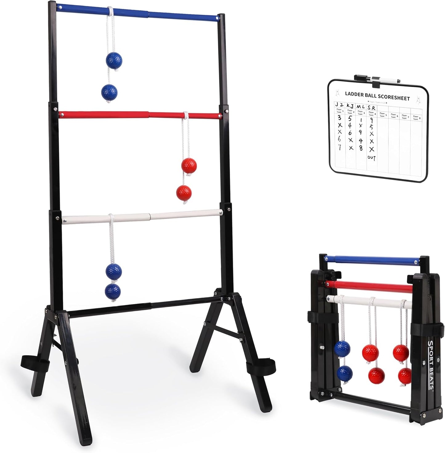 Skiennix Metal Ladder Ball Set - Portable Ladder Toss for Outdoor Fun | Includes Carrying Case, 6 Bolas & Scoreboard