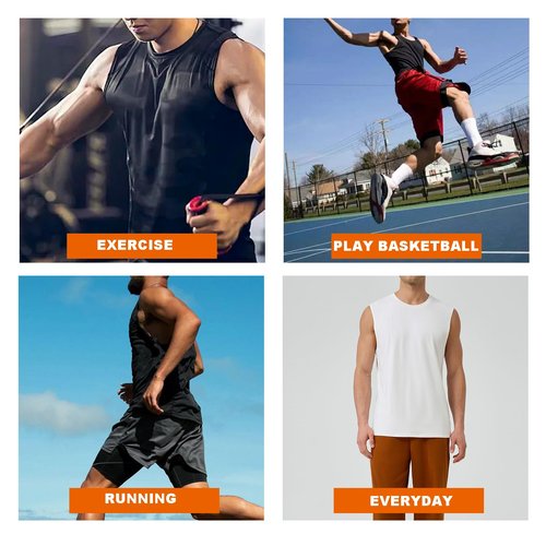 WXUP HOPS Men’s Sleeveless Performance Workout Tank Top - Moisture-Wicking & Quick Dry Gym Muscle Shirt for Running Fitness Basketball Outdoor Sports (Black1, S)