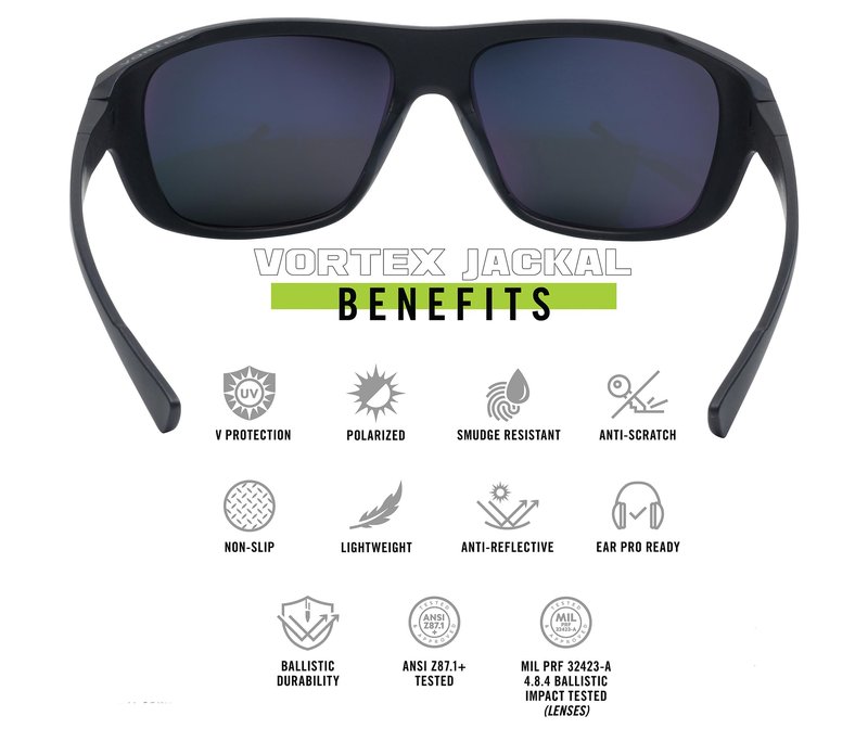 Vortex Optics Jackal Sunglasses (Black Frame - Smoke Lens)