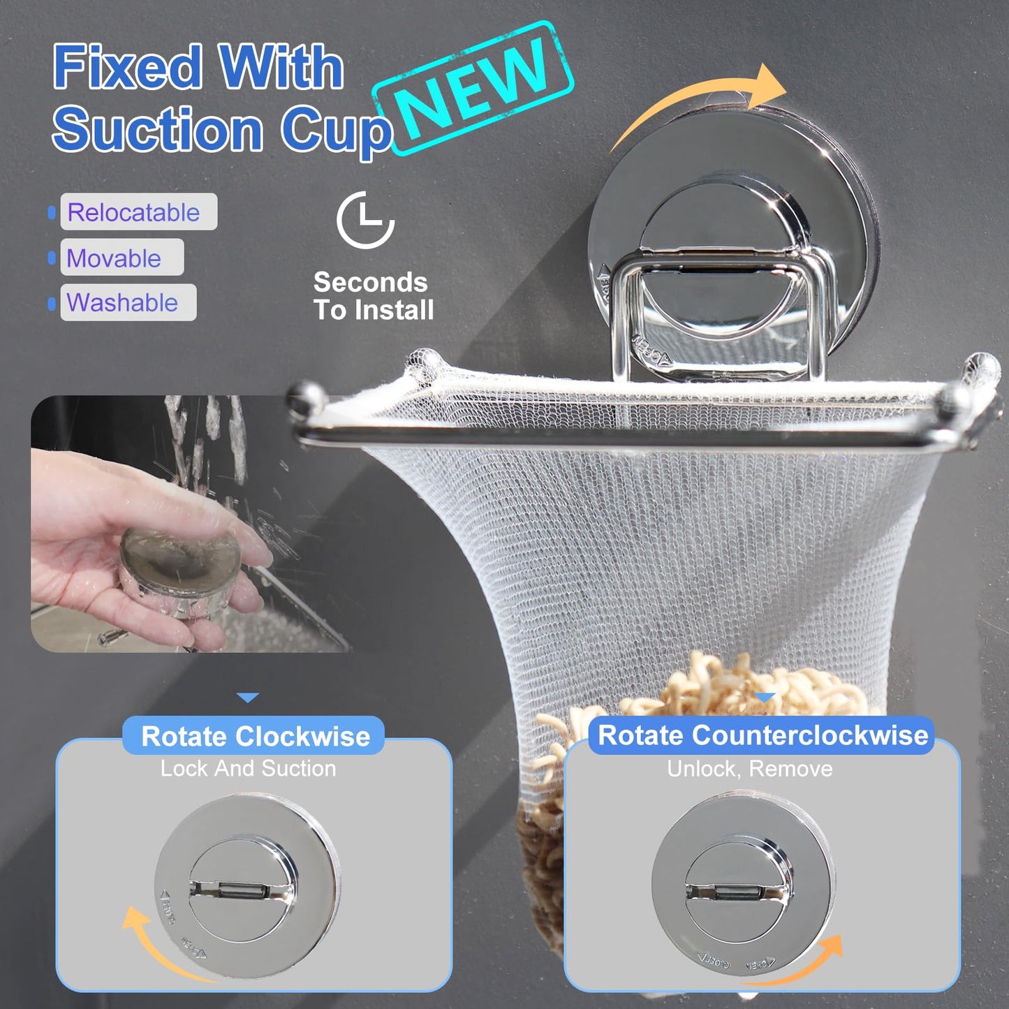 Mamakura Sink Drain Strainer Basket for Food Waste, Upgraded Strong Suction Kitchen Food Catcher Filter,stainless steel Sink Strainer for Small Sink