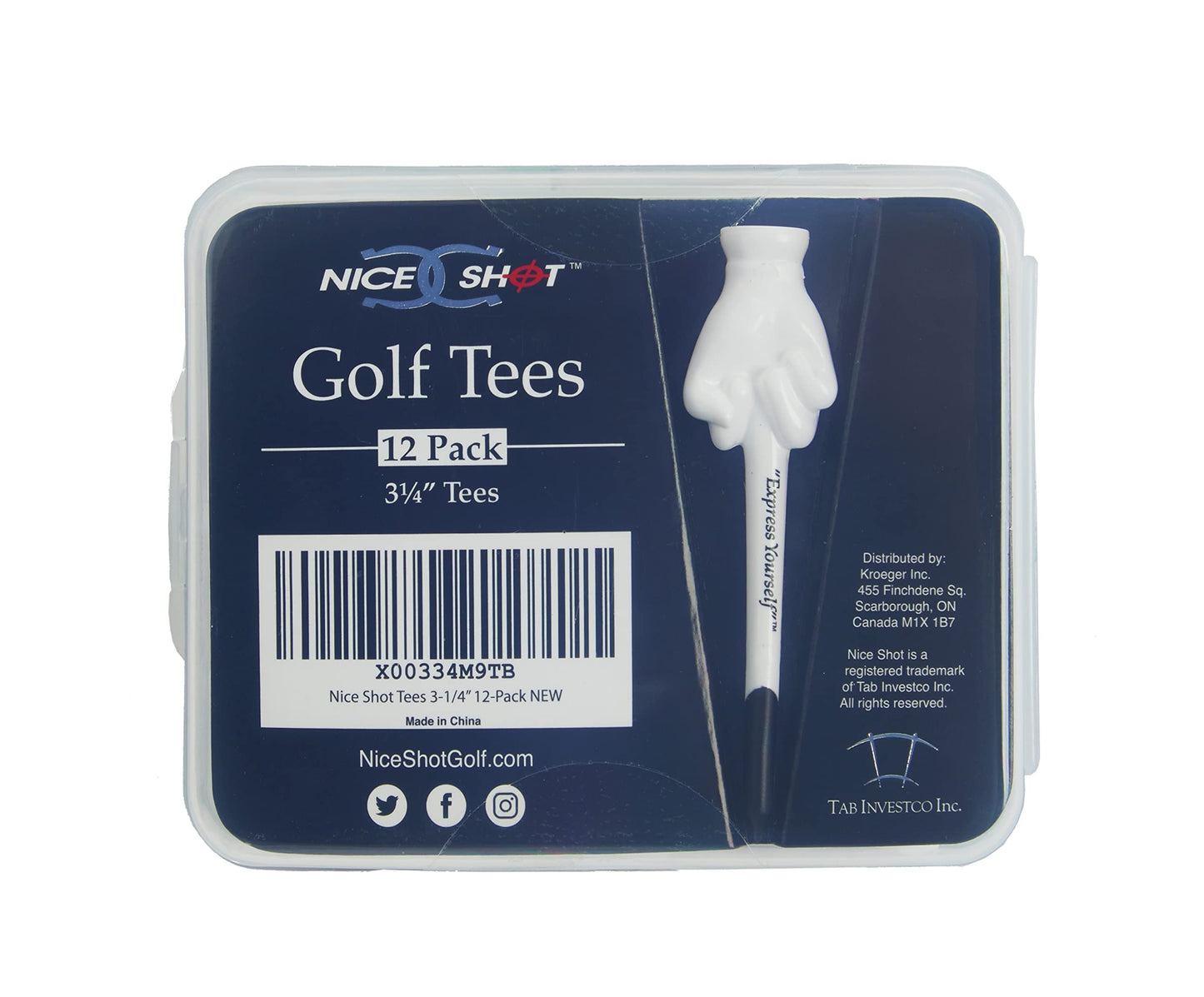 Nice Shot Patented Design Golf Tees - Express Yourself - 3 1/4 Inch Golf Tees - 12 Pack White