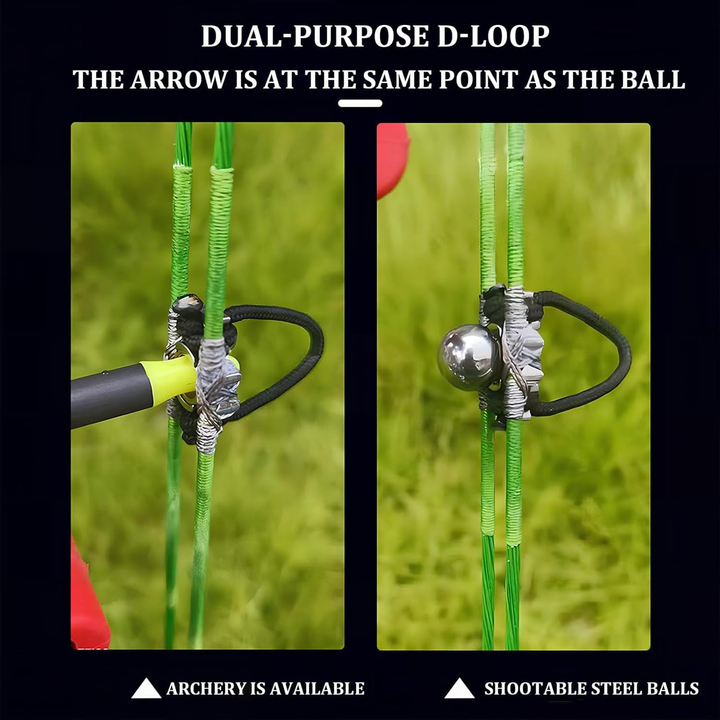 Skiennix Steel Ball Archery D Loop - Dual Purpose Compound Bow Accessory