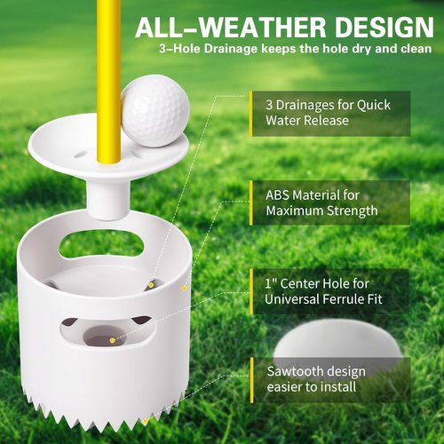 Golf Flagstick Mini Putt Set - Outdoor Battle Putting Game for Sand Beach/Backyard/Driving Range,Detachable Golf Pin Flag Hole Cup Set with 2 Adjustable Putters &Carry Bag, Gift Idea for Men/Boys