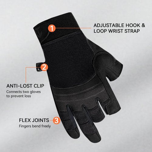 VisionTac Utility Tactical Half Finger Gloves Lightweight Impact Resistant Airsoft Paintball Gloves for Shooting Hiking