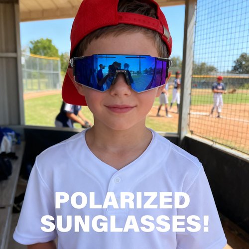 KUGUAOK Oversized Kids Sunglasses Youth Baseball Sun Glasses Boys Girls Softball Cycling UV400 Protection Goggles