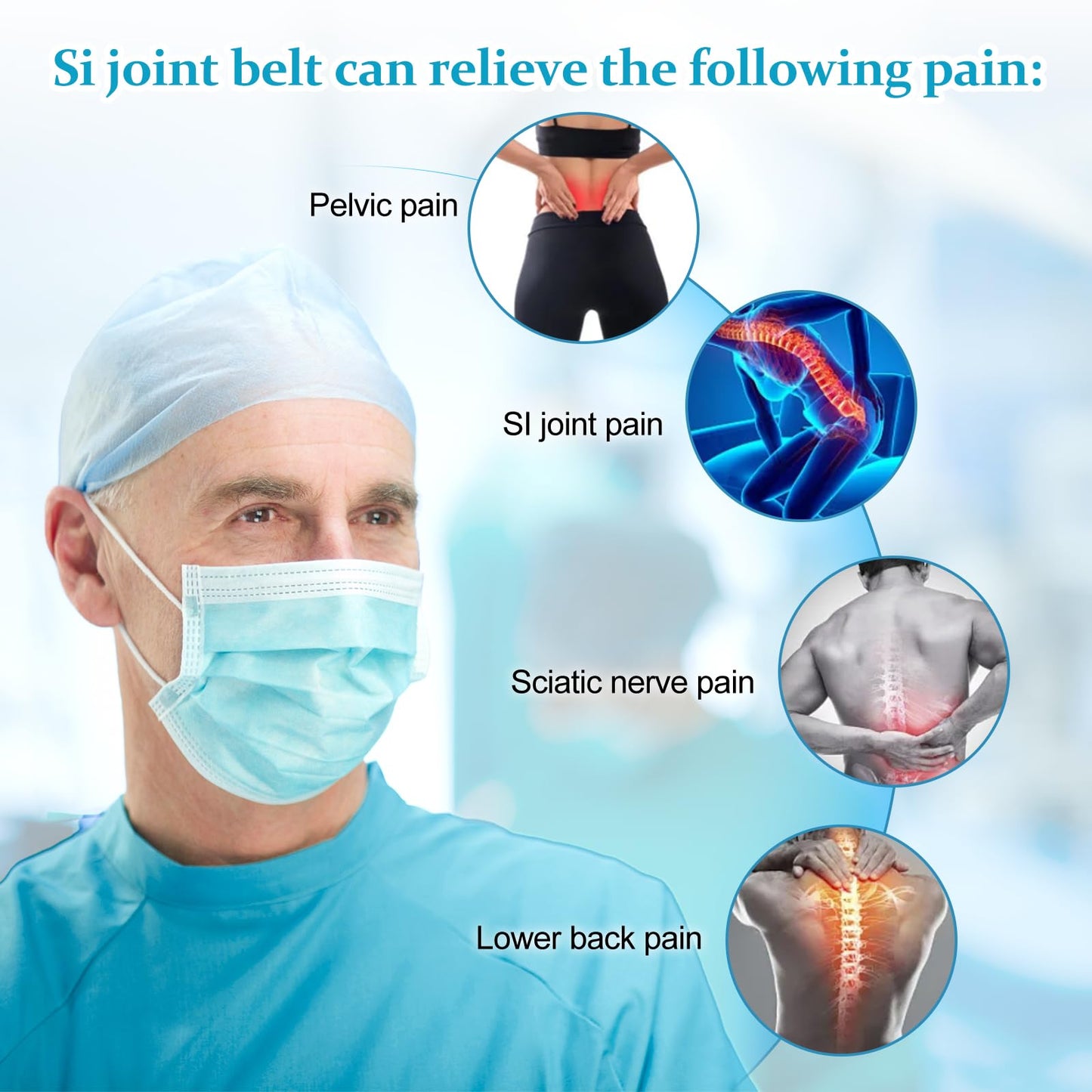 Zekeson Back Brace for Lower Back Pain, Si Belt, Sciatic Nerve, Relief for Sciatica, Hip, Spine Pain, Pelvic, Sacroiliac Belt-Breathable & Adjustable Lumbar for Women and Men