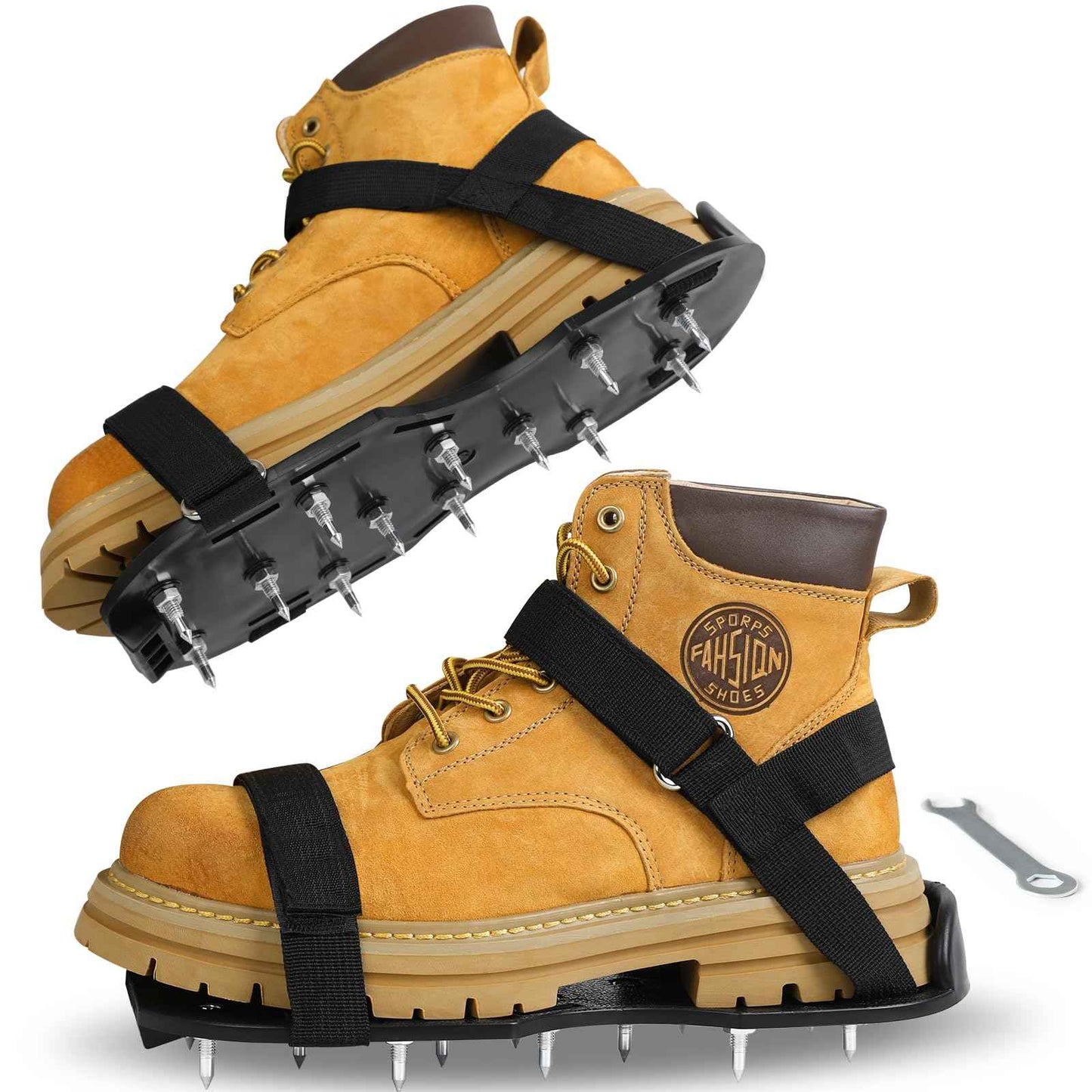 Satisure Epoxy Floor Spiked Shoes with 1" Short Spikes (Fully Assembled) - Non-Slip Adjustable Straps for Self-Leveling Floors, Garage Coating & Overlays, Cover Installation (Black, 1 Pair)