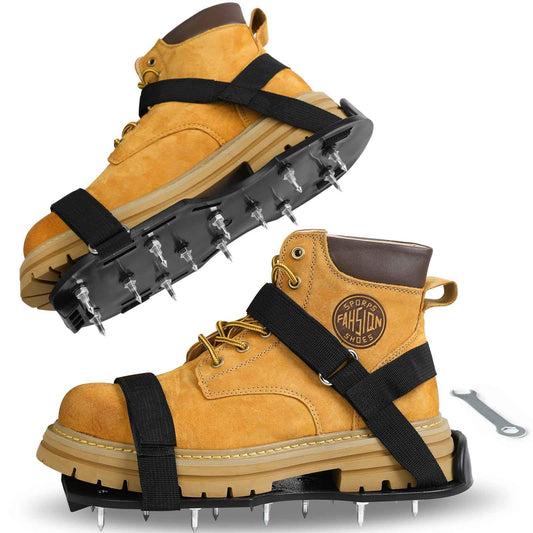 Satisure Epoxy Floor Spiked Shoes with 1" Short Spikes (Fully Assembled) - Non-Slip Adjustable Straps for Self-Leveling Floors, Garage Coating & Overlays, Cover Installation (Black, 1 Pair)